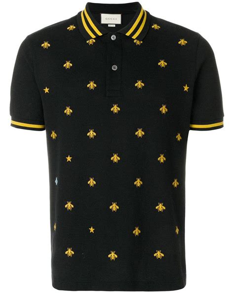 black gucci polo|gucci bee embroidered polo shirt.